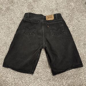 Vintage Levi’s 550 Black Denim Relaxed Fit Shorts 34x00 Orange Tab Made in USA